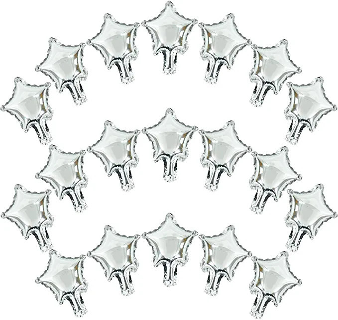 Amazon.com: 100 Pcs 5'' Silver Star Shaped Balloons Foil Balloons Mylar Balloons for Baby Shower,... | Amazon (US)
