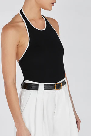 KARLIE BLACK BIND HALTER TOP | DISSH
