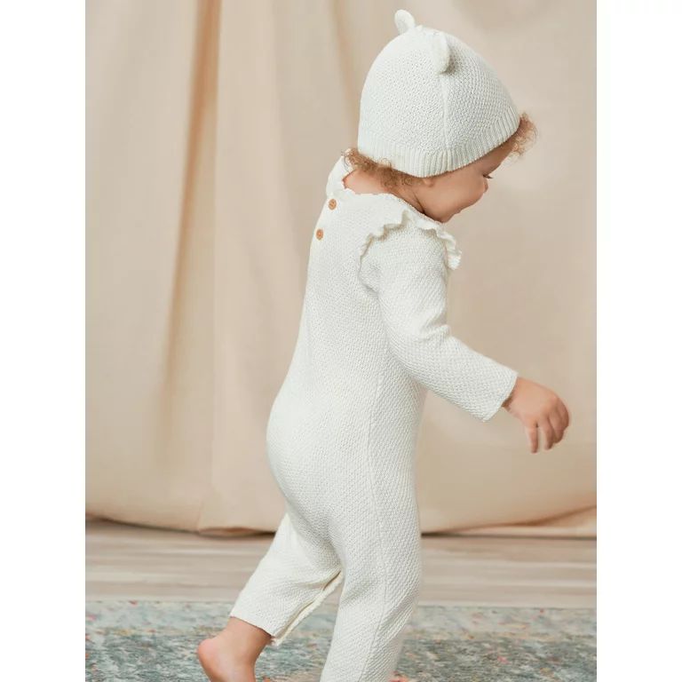 Modern Moments by Gerber Baby Girl Sweater Knit Coverall & Hat Bundle, 2-Piece (Newborn-3/6 Month... | Walmart (US)