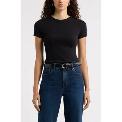 Nordstrom Ribbed Crewneck T-Shirt in Black at Nordstrom, Size Small | Nordstrom