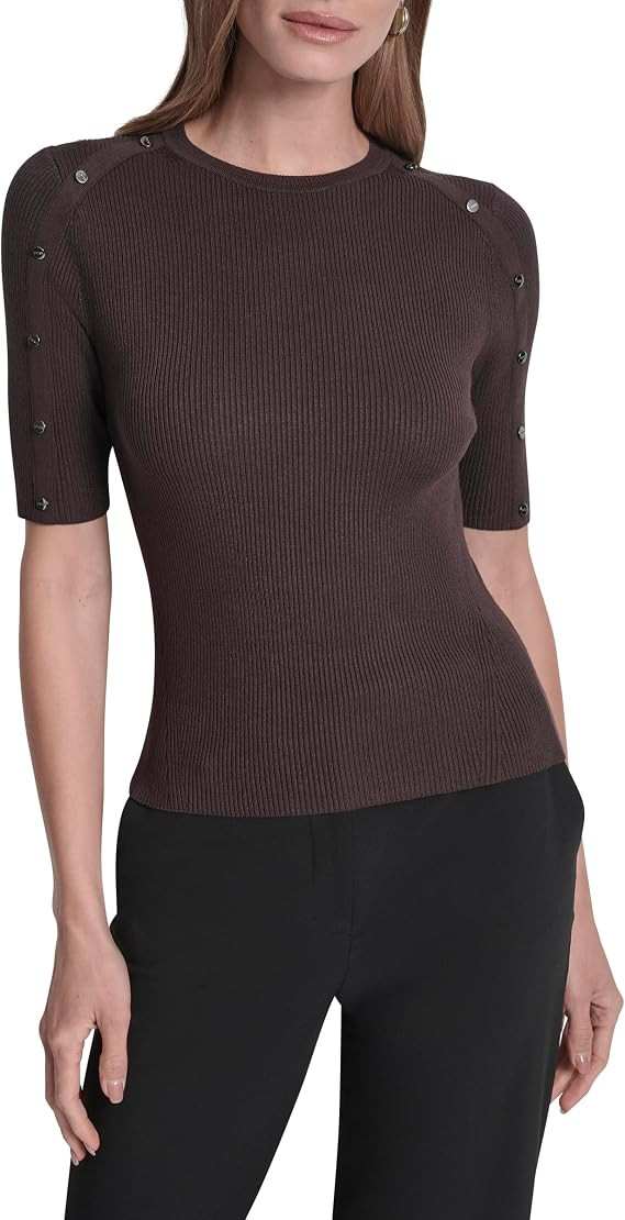DKNY Women's Short Sleeve Crew Neck Blouse | Amazon (US)
