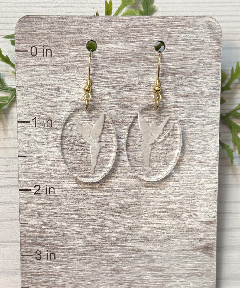 Engraved Fairy Dangle Earrings: Clear Acrylic, Surgical Steel Hooks - Etsy | Etsy (US)