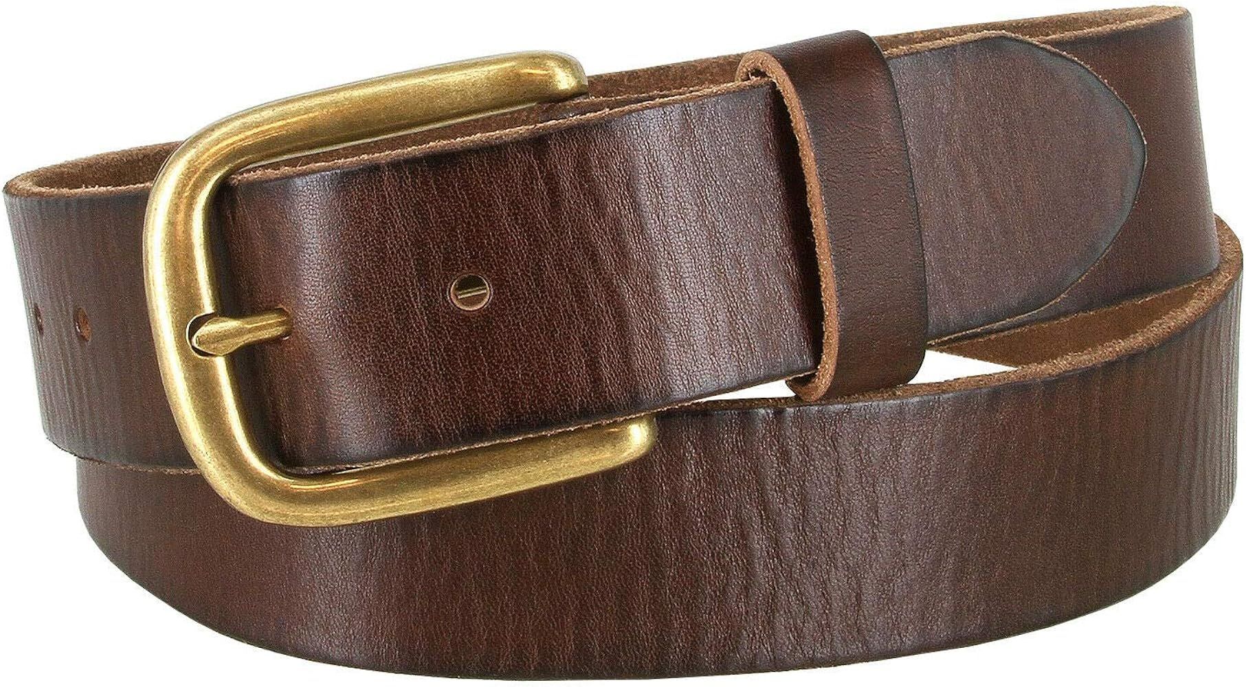BS040-P3588 One Piece Genuine Full Grain Leather Casual Jean Belt 1-1/2" (38mm) Wide | Amazon (US)