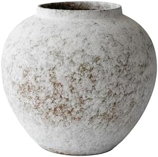 CozyWel Rustic White Ceramic Vase Flower Vase with Hand-Glazed, Big Textured Round Vase for Cente... | Amazon (US)