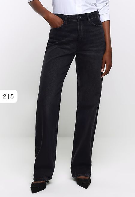 Black wide leg jeans 