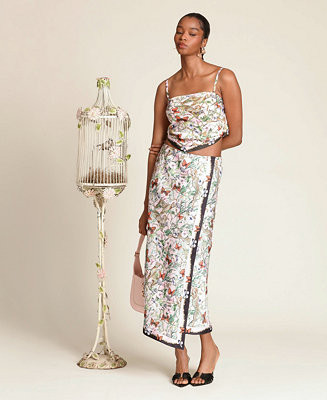 Women's Square Neck Scarf Top and Asymmetrical Wrap Midi Skirt | Macy's