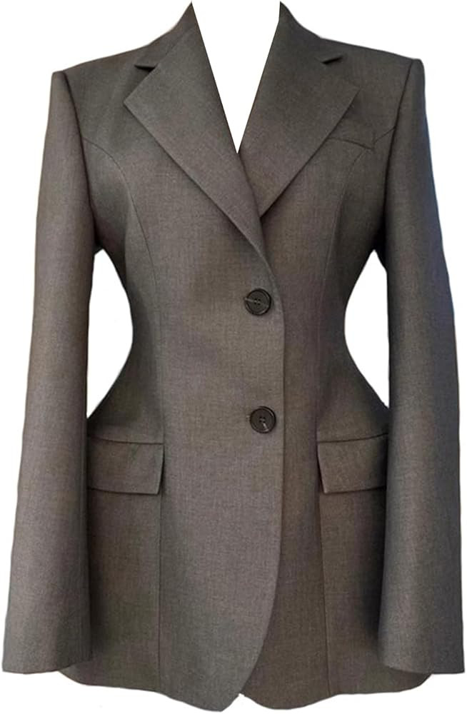 Women's Two Buttons Blazer Notch Lapel Office Work Suit Jacket for Wedding Party | Amazon (US)
