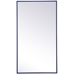 Elegant Decor Eternity 36" x 20" Mid Century Metal Frame Mirror in Blue | Homesquare