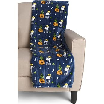 Berkshire Blanket & Home Co. Halloween Throws and Blankets (Navy - Pumpkin & Cactus, 60" x 70") | Amazon (US)