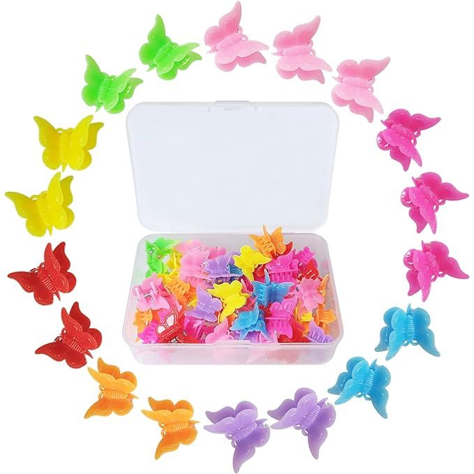 50 Packs Butterfly Hair Clips, Assorted Color Mini Hair Jaw Clips Claw Clips for Girls Women Kids... | Amazon (US)