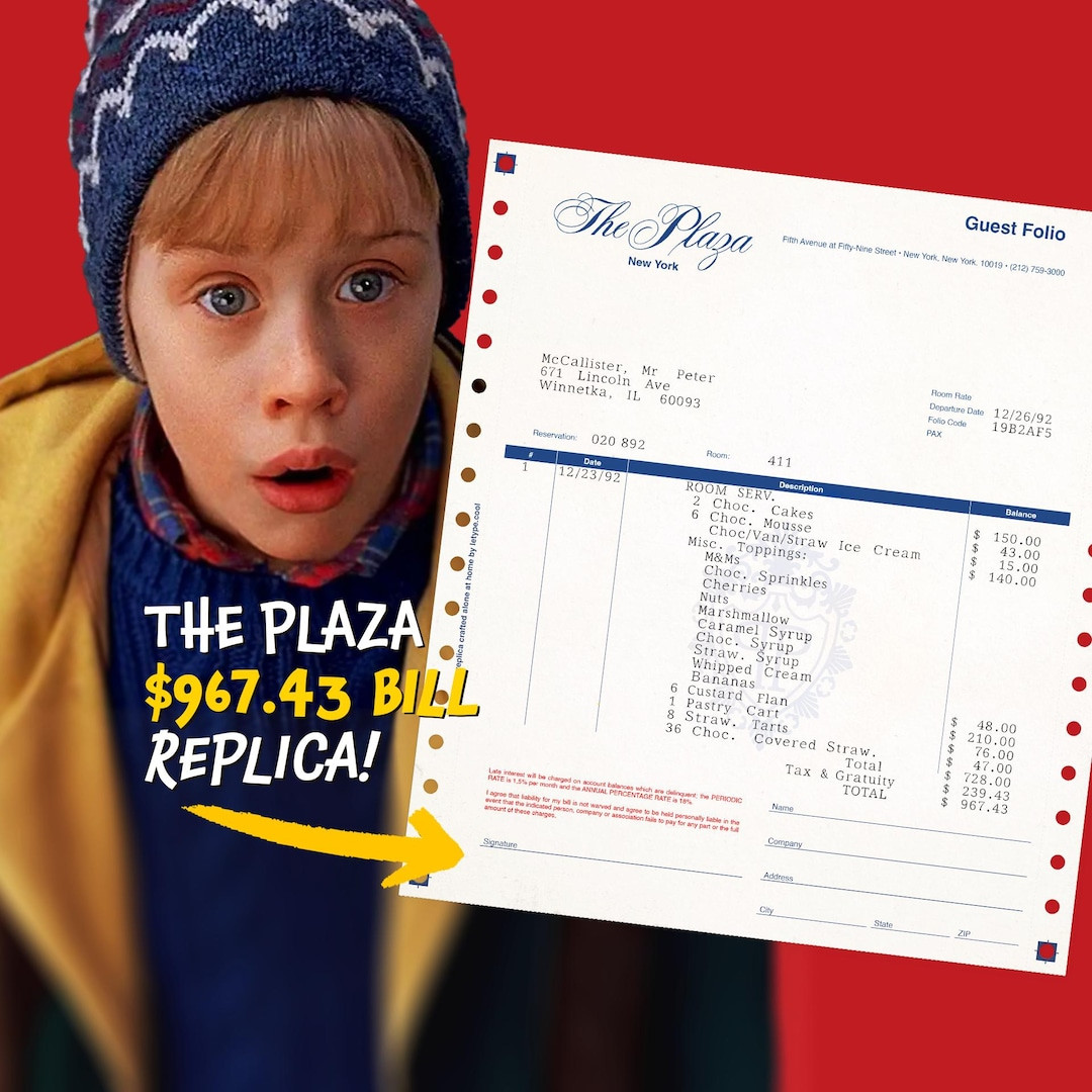 LIMITED Edition｜the Plaza Hotel Folio Guest Bill From "home Alone 2" - Etsy | Etsy (US)