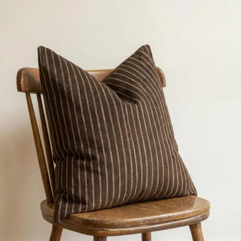 Brown Striped Pillow Cover Neutral Throw Pillow Farmhouse Cushion Fall Decor Rustic Cottage Sofa Cushion Cabin Decor Lumbar Pillow Cover | Etsy (Global)