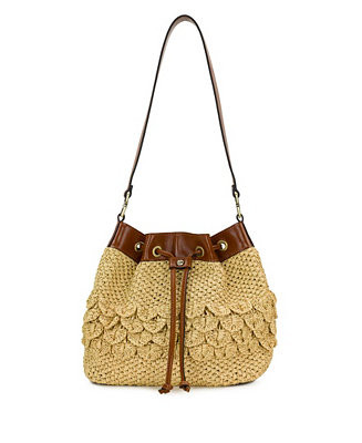 Belamy Medium Scalloped Raffia Drawstring Shoulder Bag | Macy's