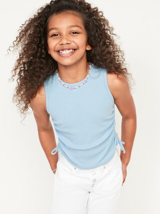 Rib-Knit High-Neck Cinch-Tie Tank Top for Girls | Old Navy (US)