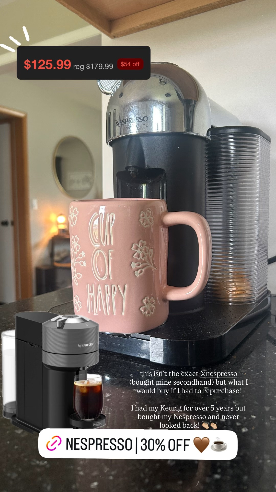 $54 dollars on the Nespresso Vertuo at Target! ☕️🤎

#LTKHome #LTKmorningroutine