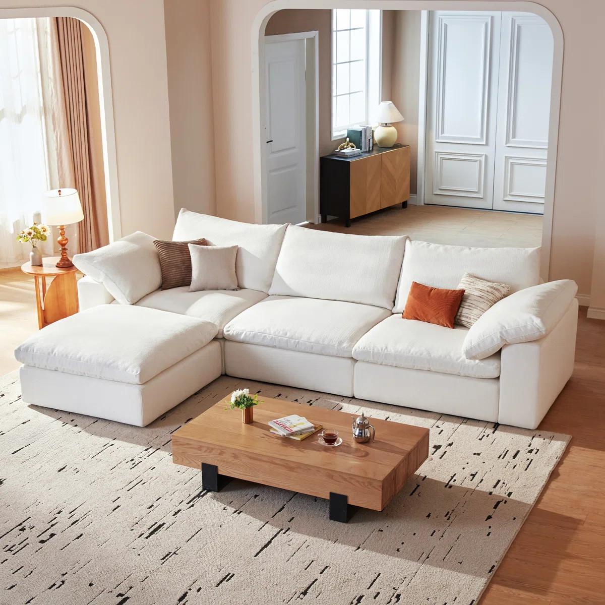 113" Comfy Cloud Couch Modular Sectional Sofa For Living Room, Modern Sofa Sleeper, Wide & Deep C... | Wayfair North America