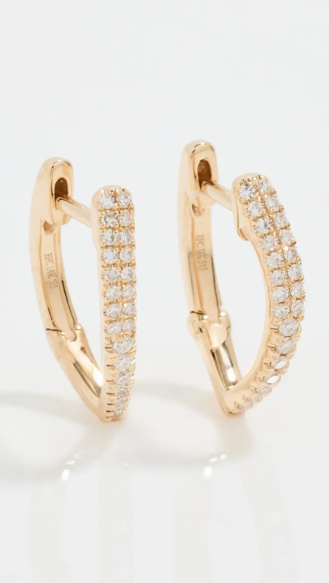 EF Collection 14k Diamond Pointed Huggie Earrings | Shopbop | Shopbop