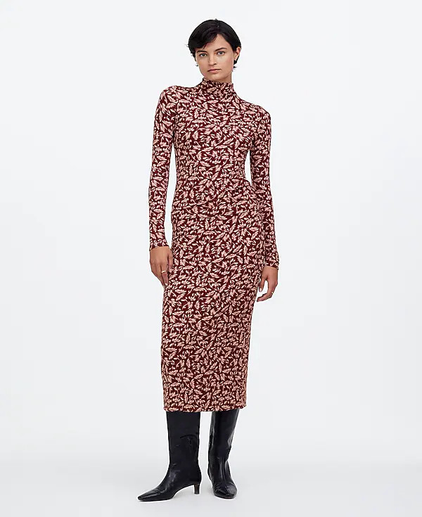 Drapey Rib Midi Skirt in Floral | Madewell