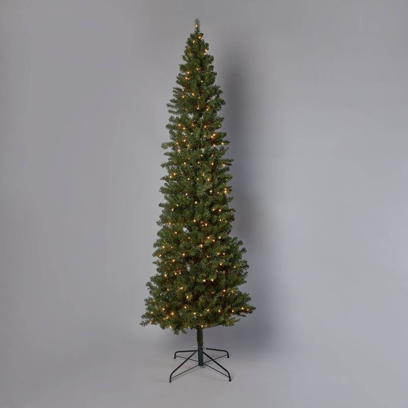 9' Pre-Lit Slim Alberta Spruce Hinged Artificial Christmas Tree Clear Lights - Wondershop™ | Target