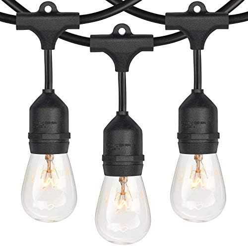 2-Pack 48Foot Heavy Duty Outdoor Patio String lights, Edison Vintage Dimmable 11S14 Bulbs w/ 15 H... | Amazon (US)