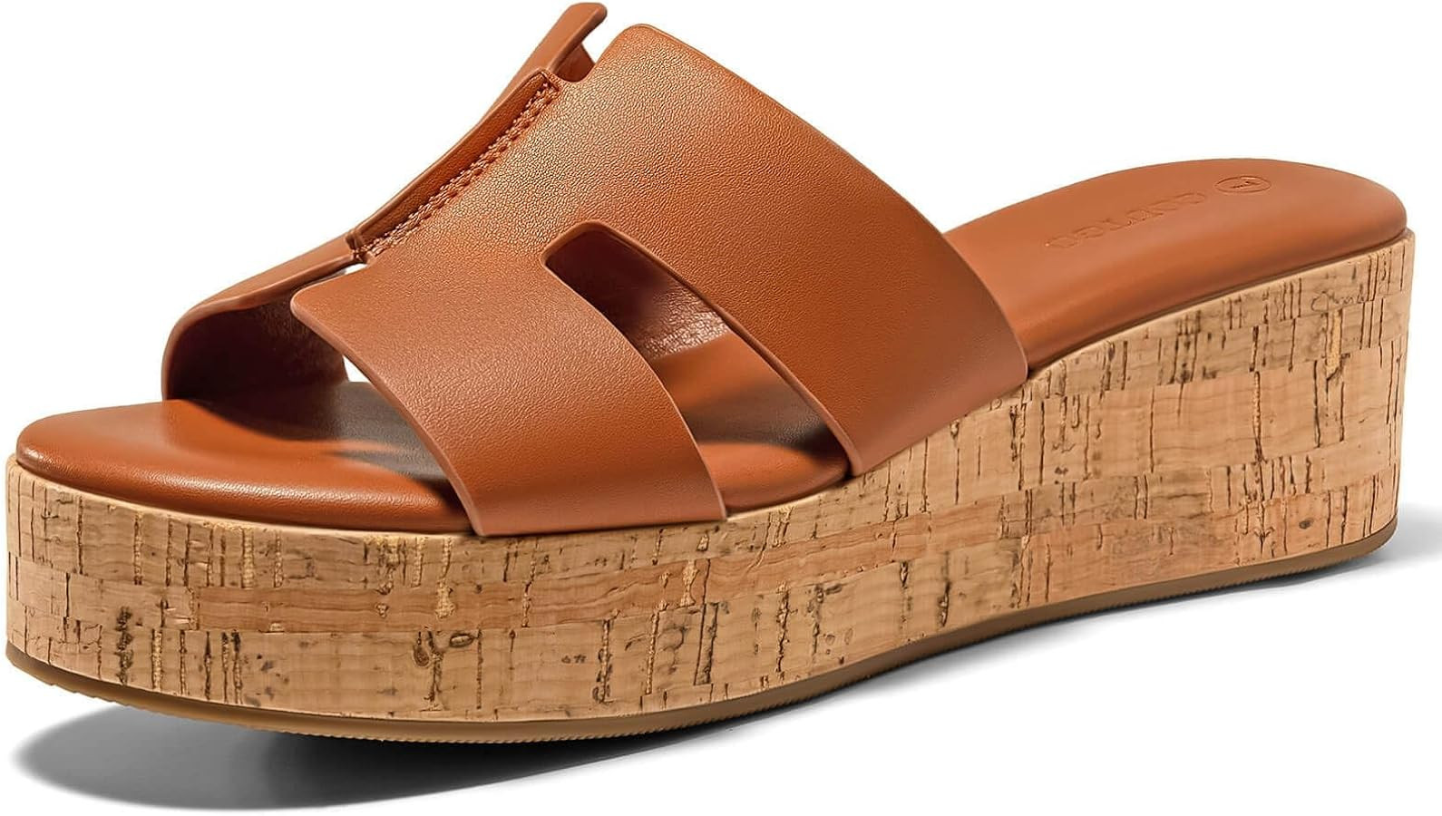 Coutgo Women's Platform Wedge Sandals Open Toe Slip On Slides Cork Heeled Cutout Comfortable Summ... | Amazon (US)