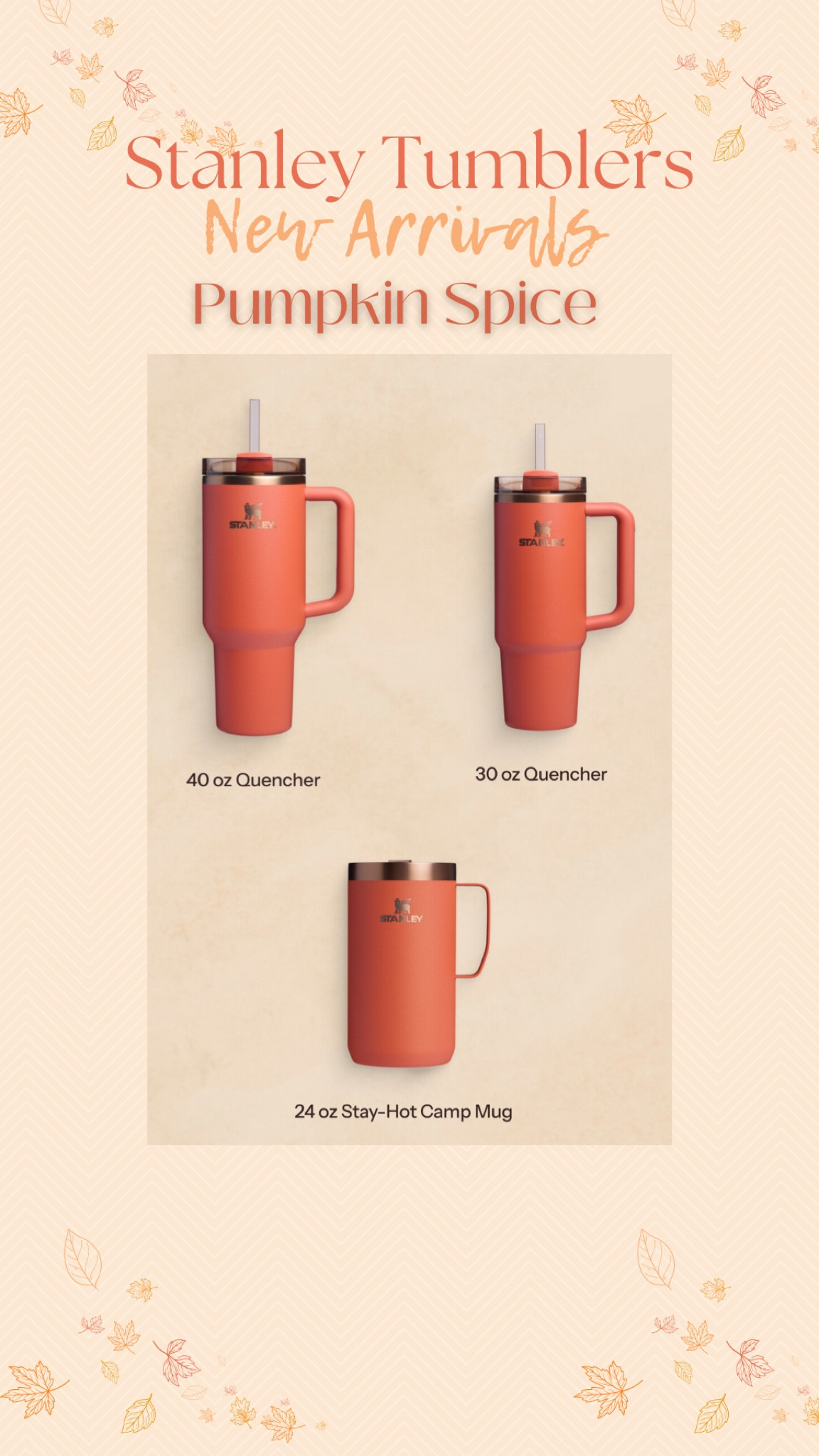 Stanley Tumblers: New Arrivals 🍂 Pumpkin Spice! #stanley #stanleytumbler #tumbler #fall

#LTKStyleTip #LTKItBag #LTKSeasonal
