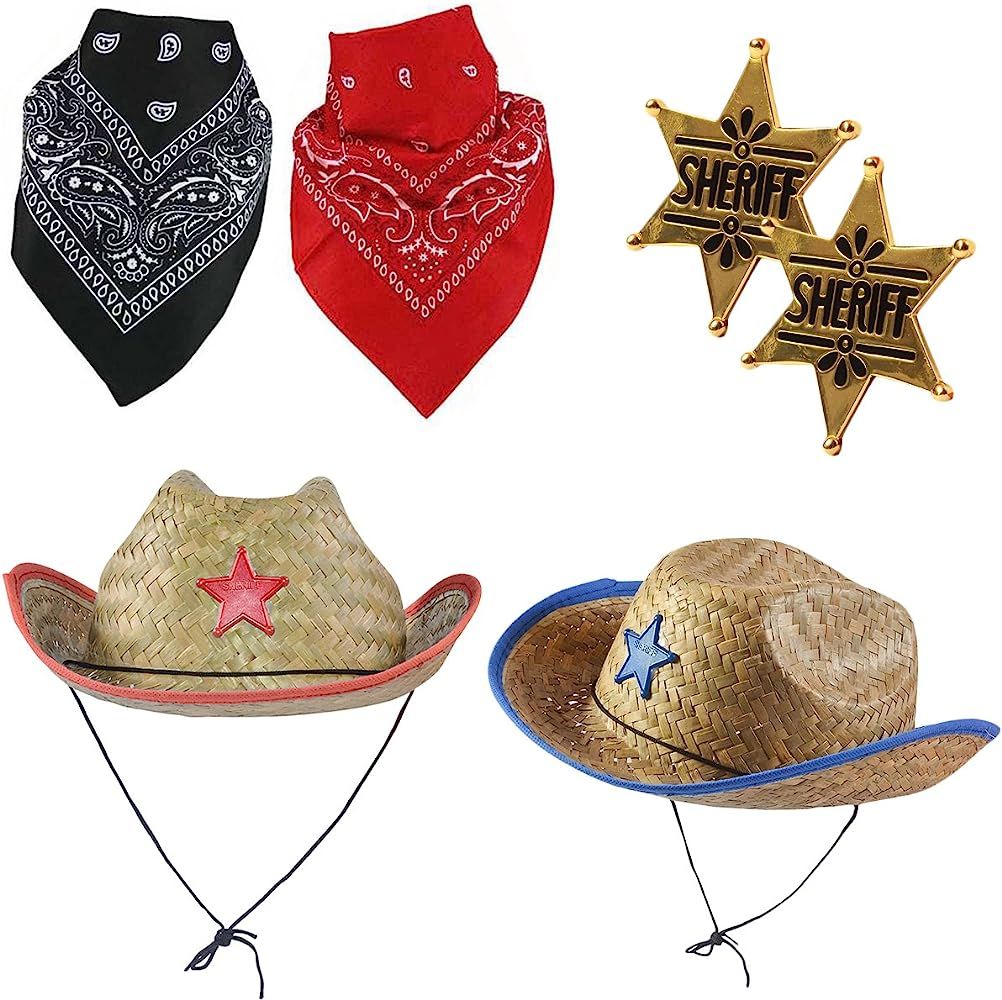 Sheriff Costume - Cowboy Hat with Cowboy Accessories - Western Sheriff Set Funny Party Hats | Amazon (US)