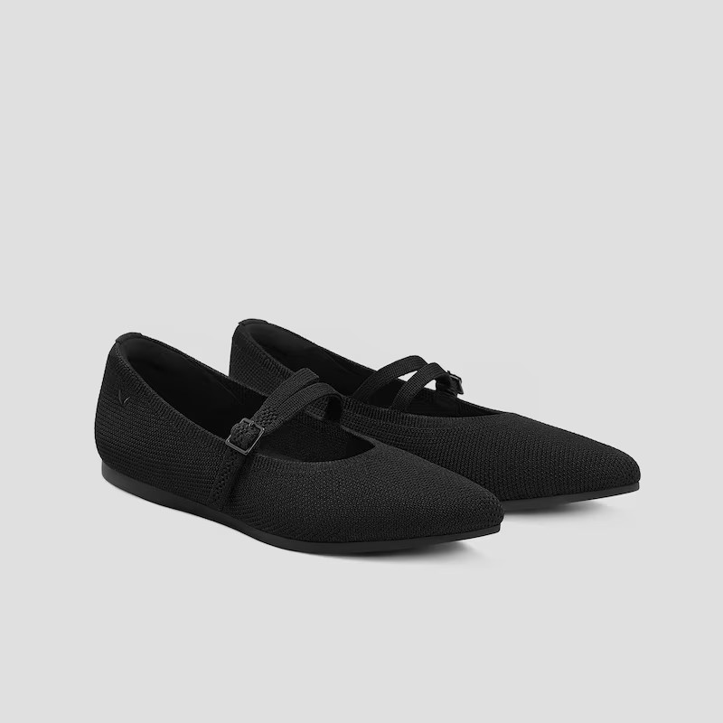 Pointed-Toe V-Strap Mary-Jane Flats (Aria Mary-Jane) | VIVAIA
