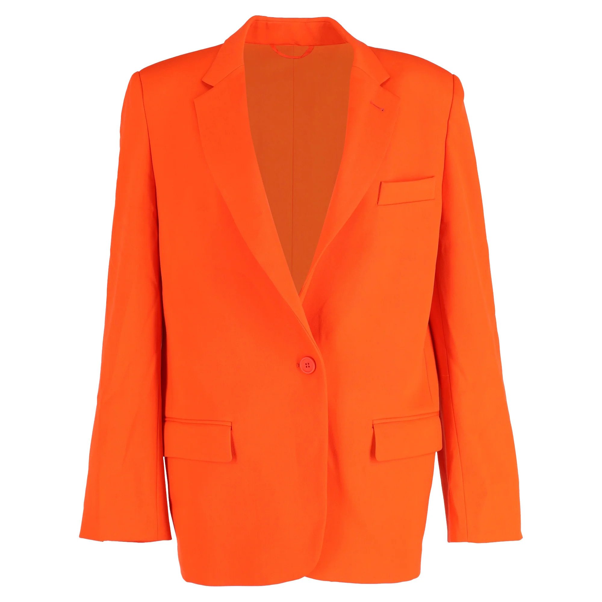 The Attico Oversized Single-Breasted Blazer in Orange Polyester | Shop Simon
