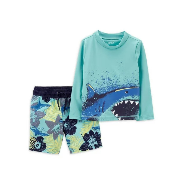 Carter's Child of Mine Baby and Toddler Boy Rashguard and Swim Trunks Set, 2-Piece, Sizes 0/3M-5T | Walmart (US)