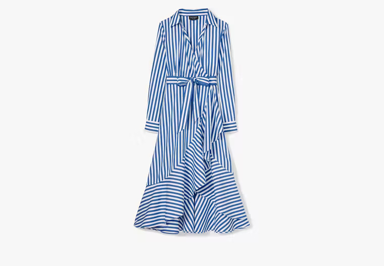 Kate Spade Julia Stripe Wrap Dress, Wild Blue Iris/fresh - XXS | Kate Spade Outlet
