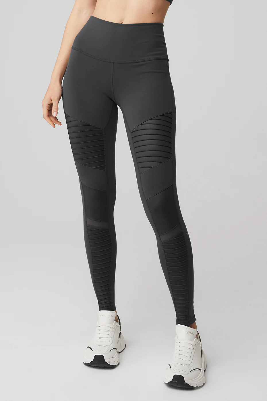Alo YogaÅ½ | High-Waist Moto Legging in Anthracite/Anthracite Glossy, Size: XS | Alo Yoga (US)