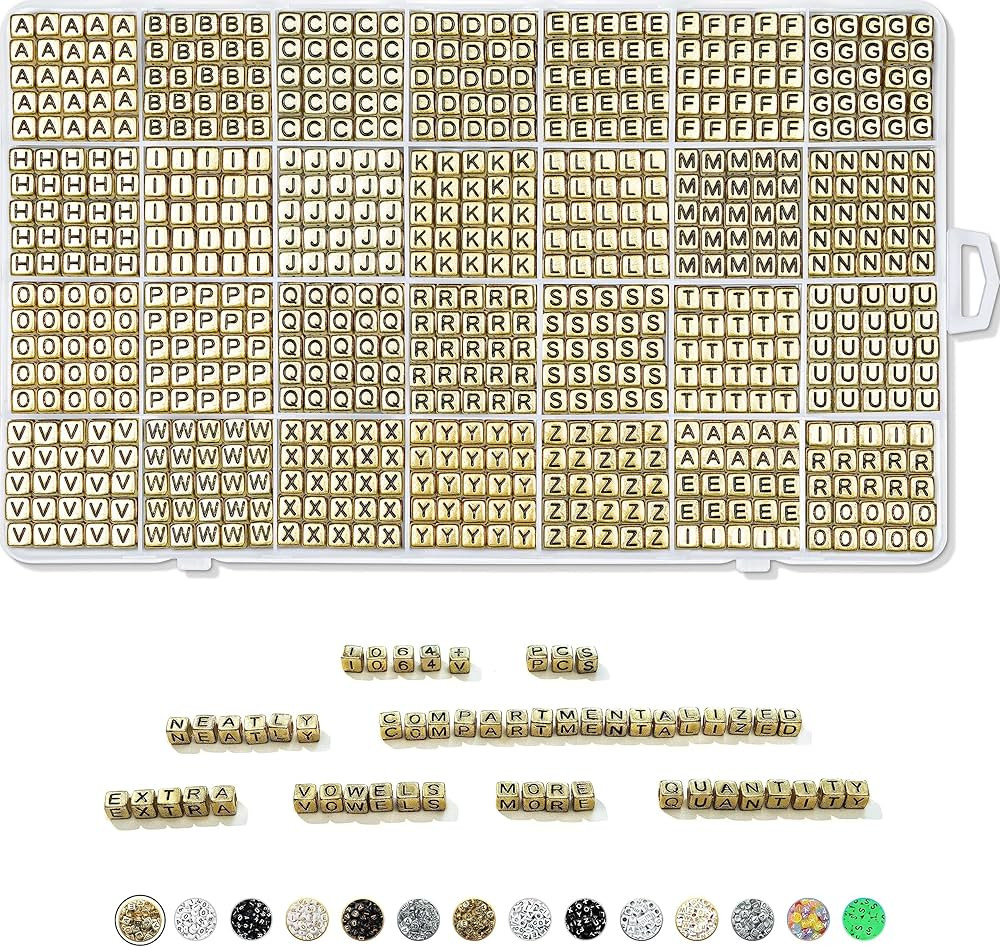 Deinduser 1064 Pcs Letter Beads for Christmas - Square Letter Beads for Bracelets - Acrylic Lette... | Amazon (US)