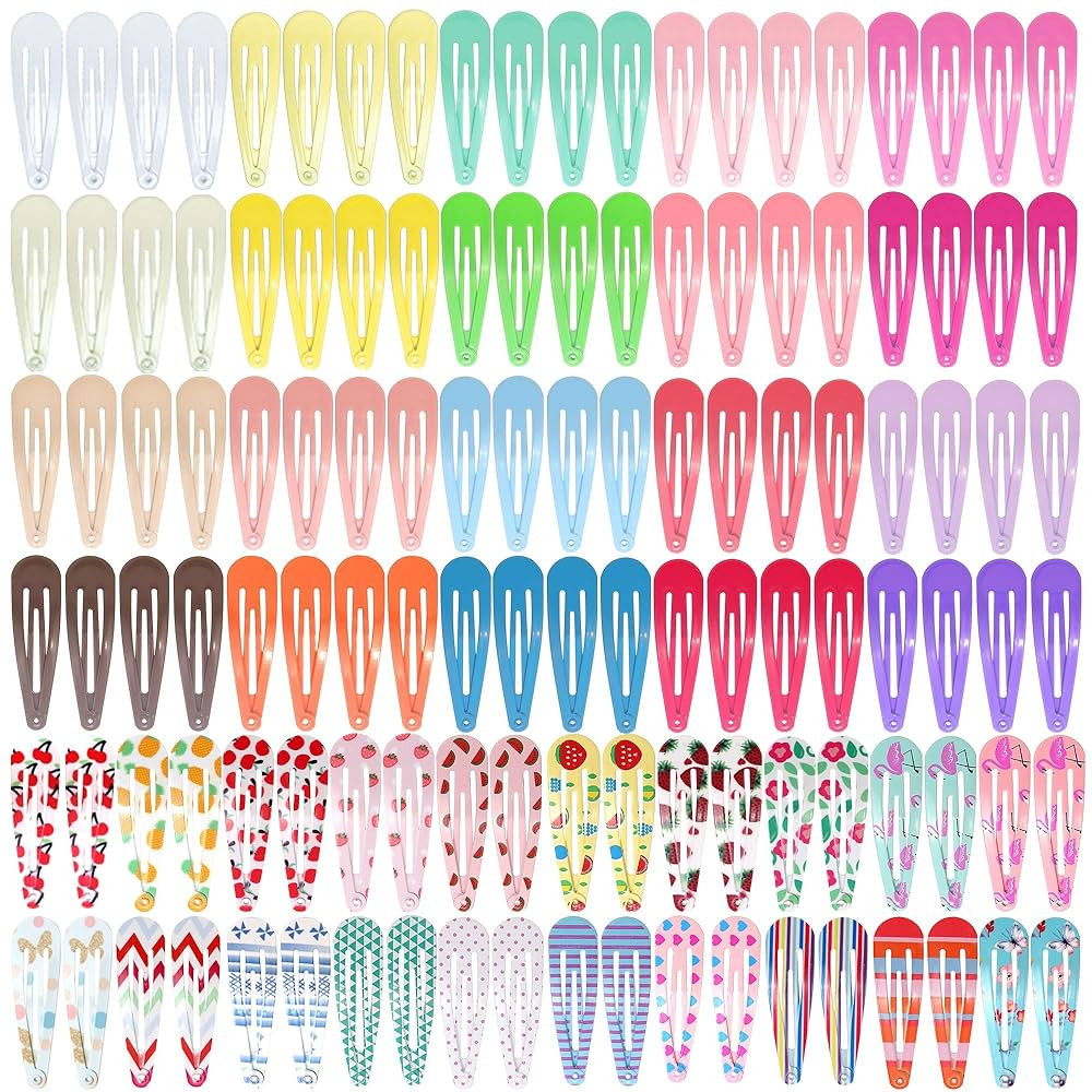 120 Pcs Funtopia 2 Inch Candy Color Barrettes and Non-Slip Metal Snap Hair Accessories for Kids, ... | Amazon (US)