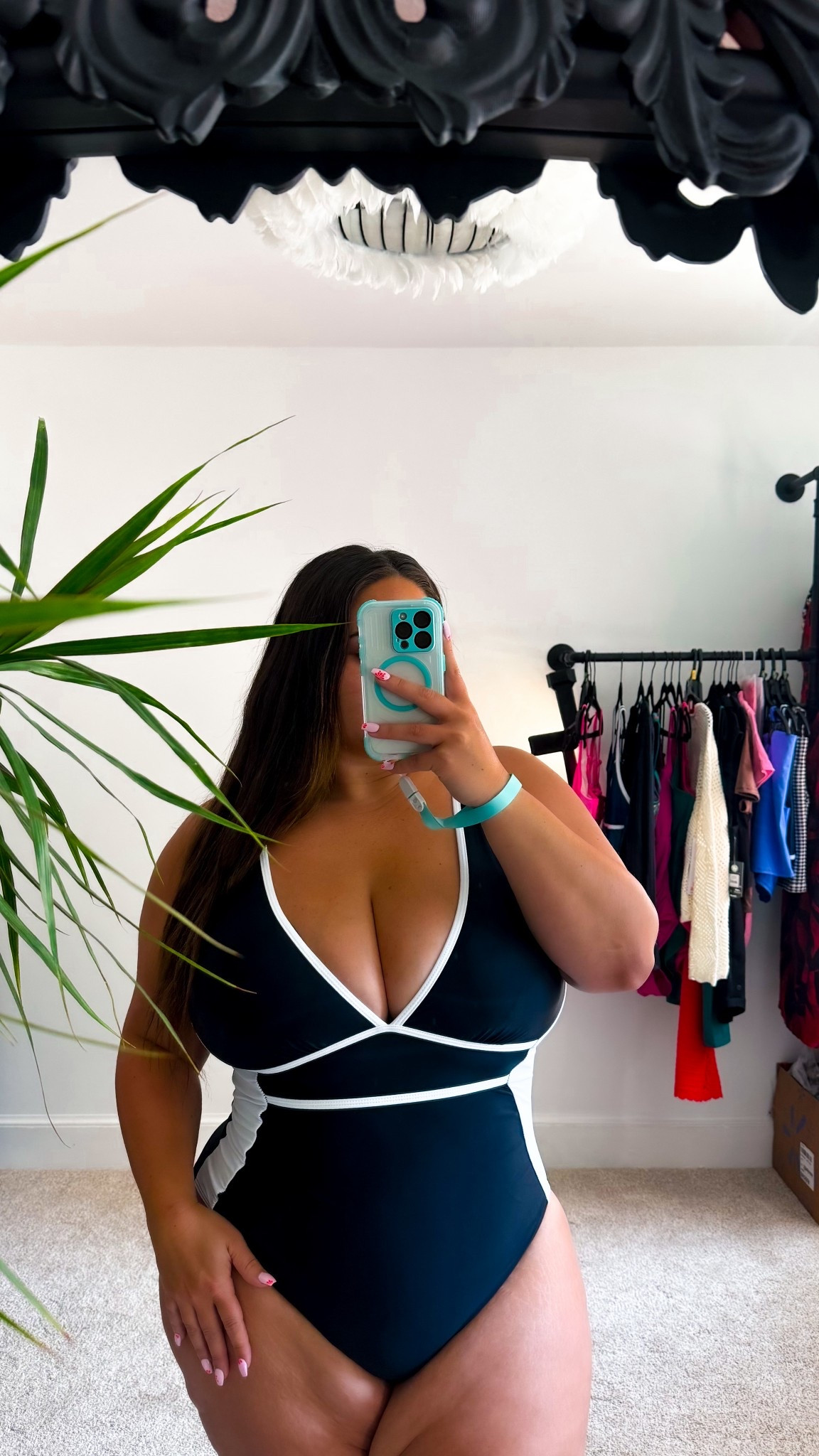 Shown in size XL! 

One piece color block swimsuit / hourglass illusion 

#ltkcurves #size16 #largechest 

#LTKMidsize #LTKStyleTip #LTKSwim