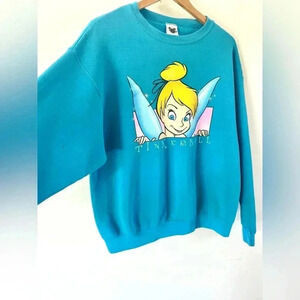 The Disney Catalog Vintage 90s Tinkerbell Teal Crewneck Sweatshirt Size Medium | Poshmark