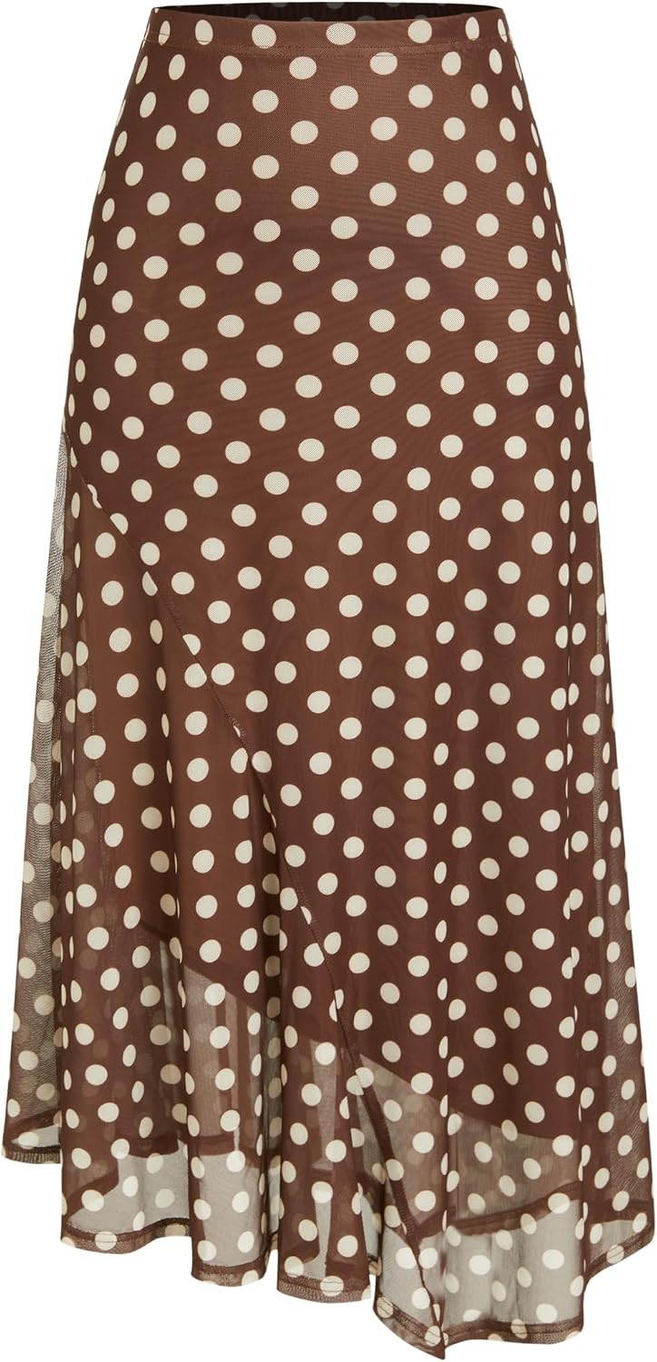 CIDER Skirts for Women Floral Mesh Maxi Asymmetrical Long Western Skirt | Amazon (US)