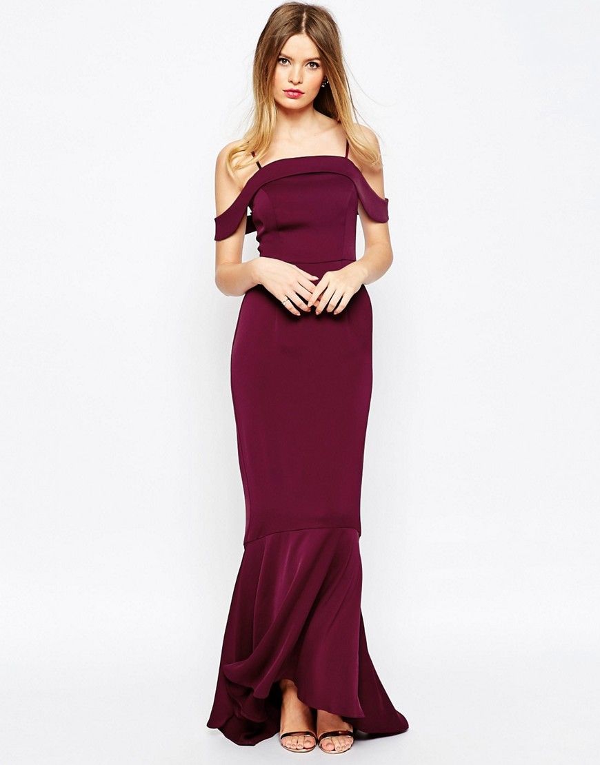 ASOS WEDDING Off The Shoulder Bardot Fishtail Maxi Dress | ASOS UK