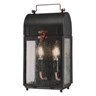 Westinghouse Mulberry 2-Light Matte Black with Washed Copper Accents Outdoor Wall Lantern Sconce ... | The Home Depot