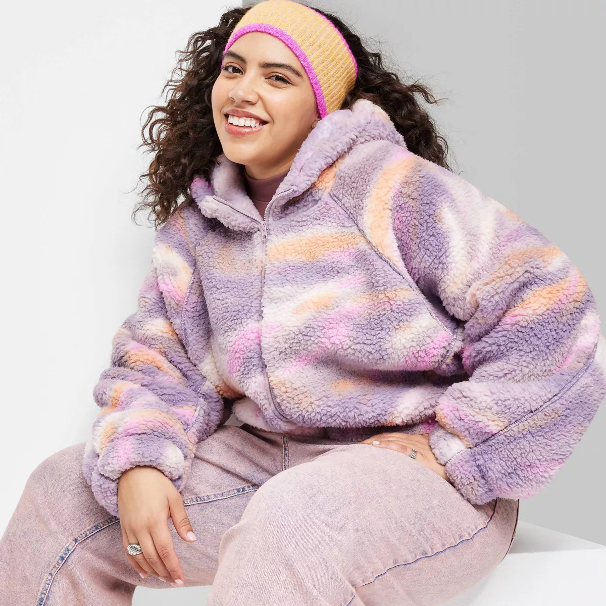 Women's Faux Shearling Full Zip-Up Sweatshirt - Wild Fable™ | Target