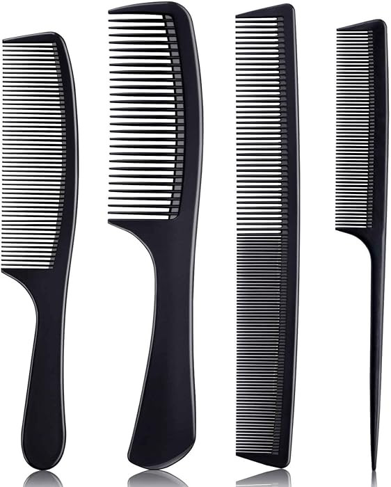 4 Pieces Combs for Women and Man, Premium Black Carbon Fiber Hair Comb Set for Teasing and Partin... | Amazon (US)