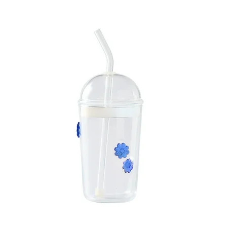 Better Homes & Gardens Glass Sipper Blue Floral Icon with Glass Lid | Walmart (US)