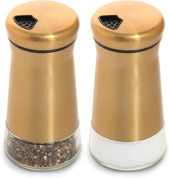 bonris Copper Stainless Steel Salt and Pepper Shakers,Clear Bottom Jar Bottle Container with Stai... | Amazon (US)