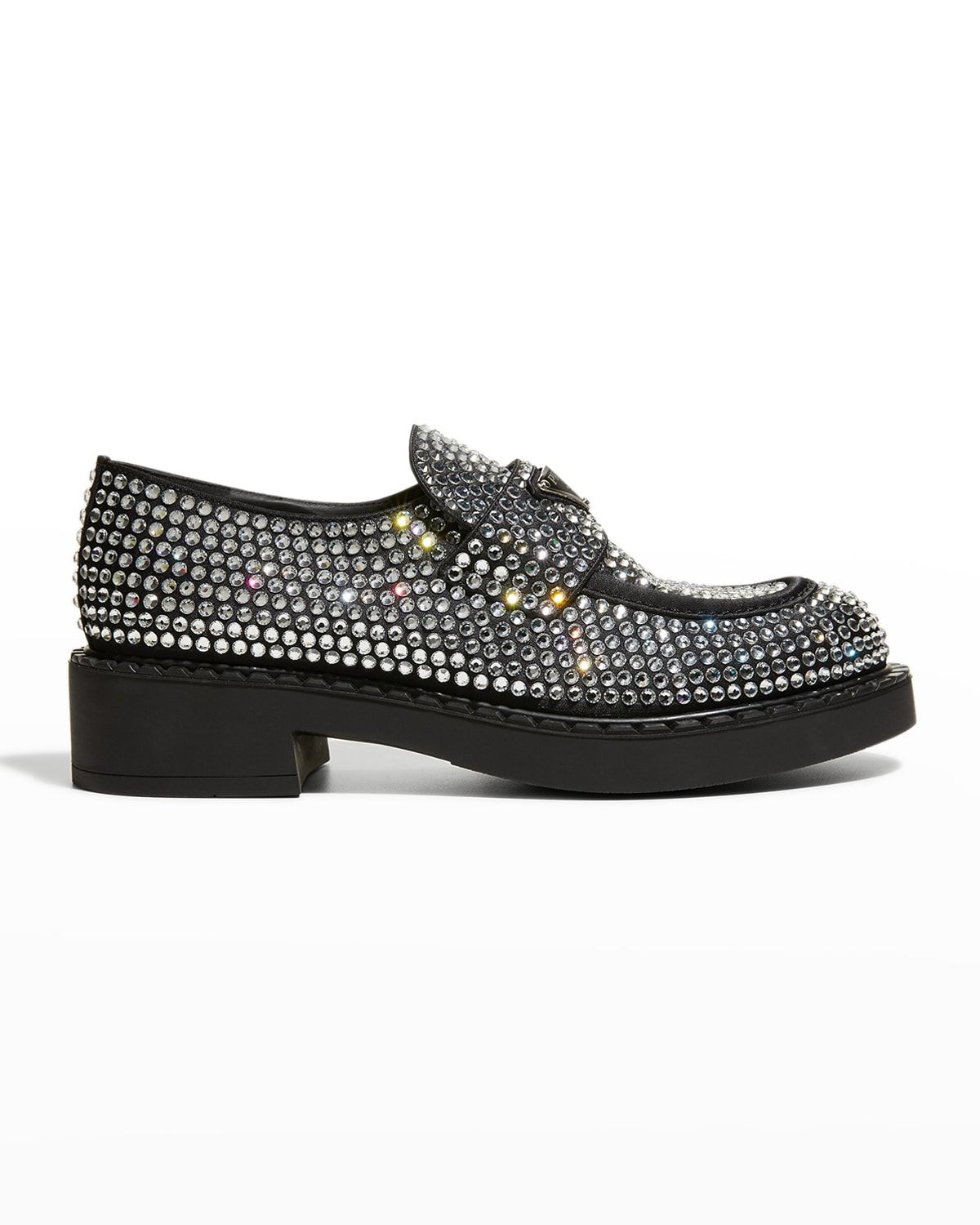 Crystal Logo Flat Loafers | Neiman Marcus