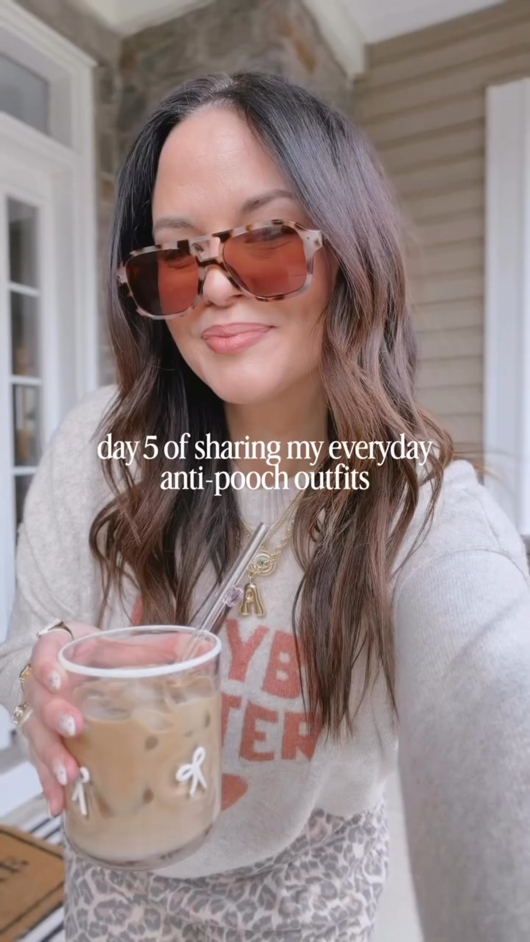 anti-pooch realistic everyday outfits 🎀✨ this is THE softest sweater I’ve ever worn.. catch me ordering all of the colors.. comment OUTFIT and I’ll send you the 🔗 to the whole look!