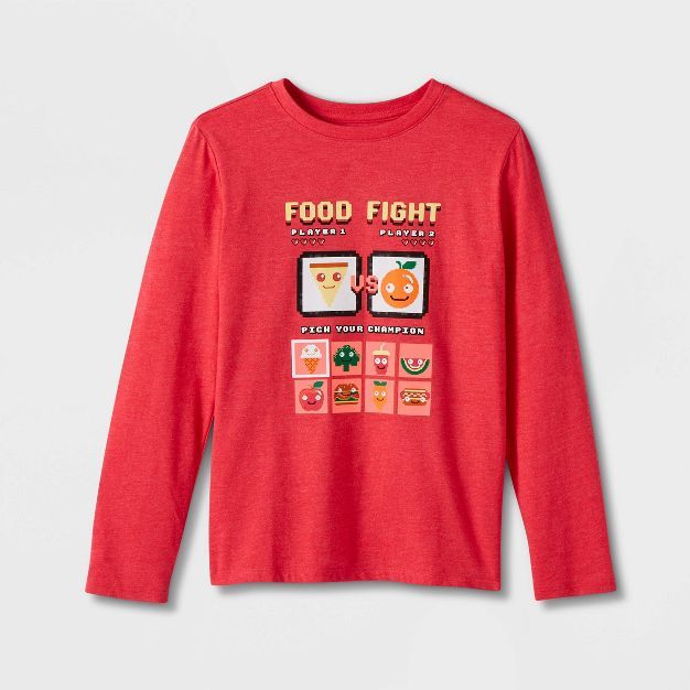 Boys' 'Food Fight' Long Sleeve Graphic T-Shirt - Cat & Jack™ Red | Target