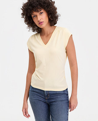 Women's Cap-Sleeve V-Neck T-Shirt, Macy's Exclusive | Macy's