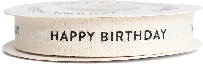 Happy Birthday, Cotton Herringbone Custom Ribbon Natural 5/8 inch x 10 Yards | Amazon (US)