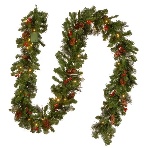 National Tree 9' x 10" Crestwood Spruce Garland with Silver Bristle, Cones, Red Berries and Glitt... | Walmart (US)