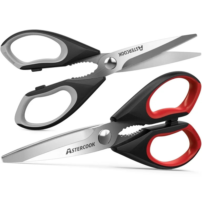 Astercook 2 Pcs Kitchen Scissors, Heavy Duty  Shears with Serrated Blade, Ergonomic Handle Food S... | Walmart (US)